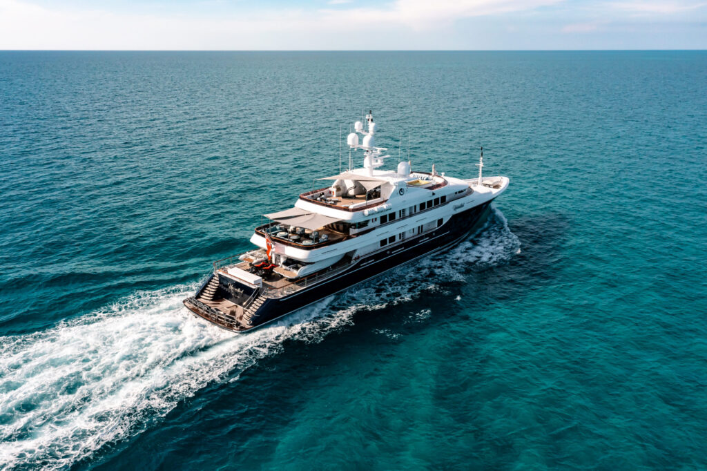Unbridled yacht drone view